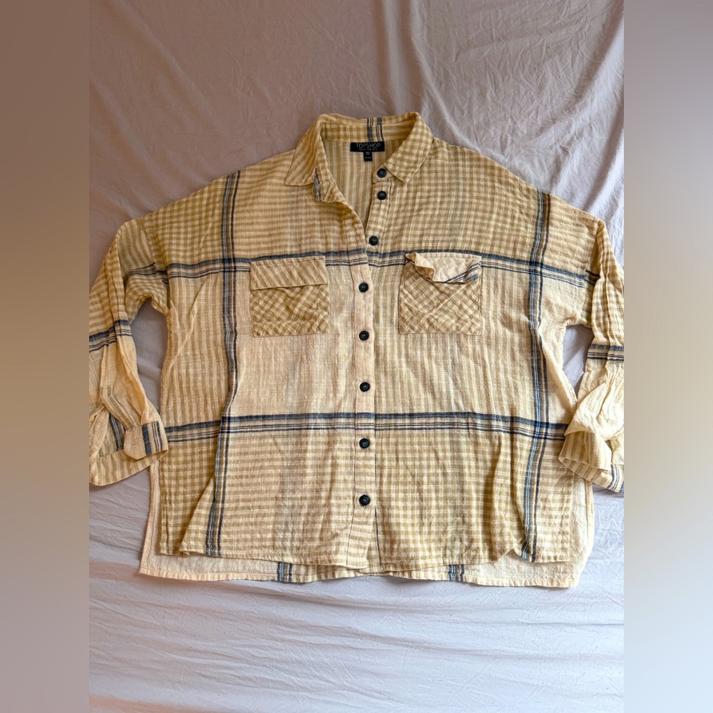 Topshop Cropped Flannel Button Up